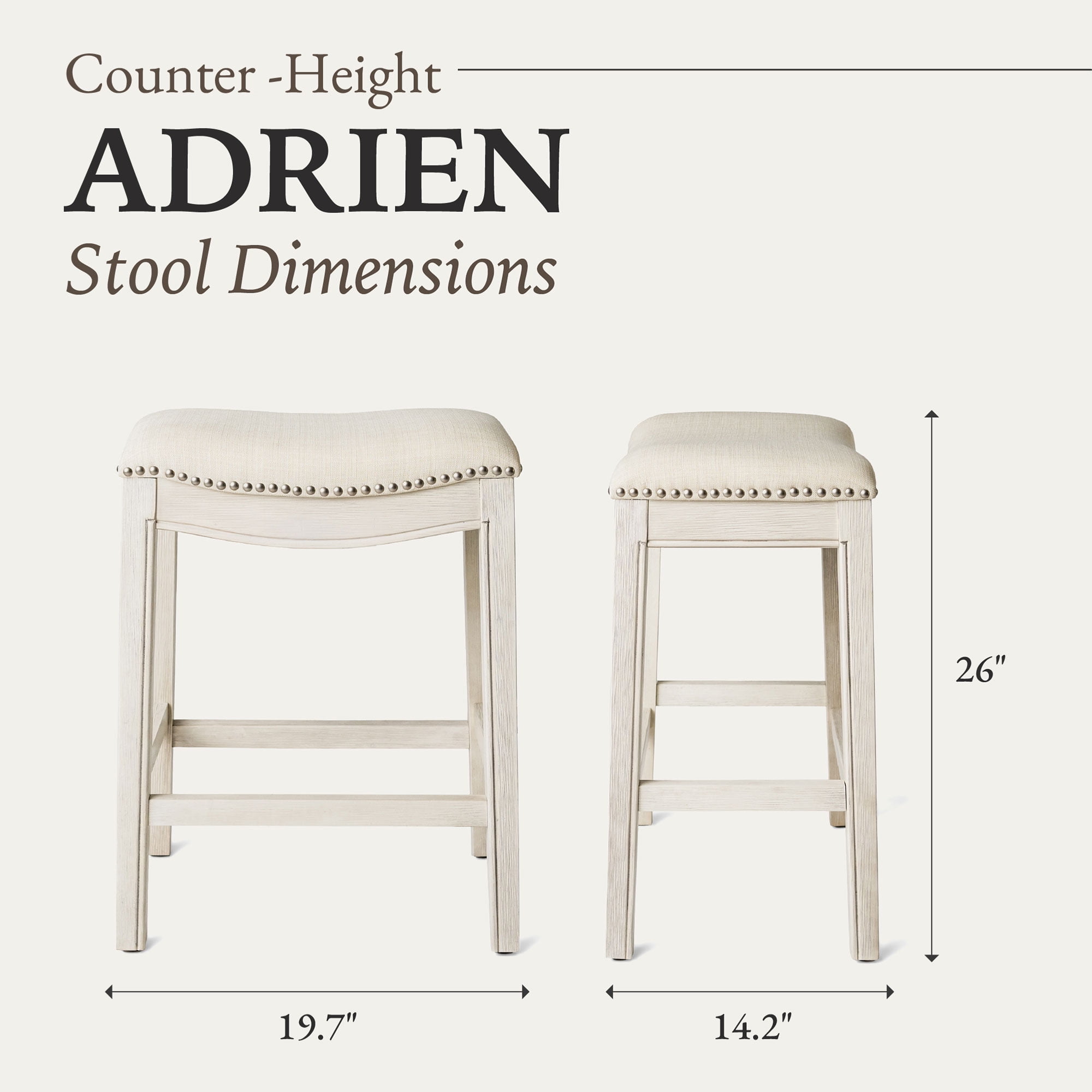 Open Box Maven Lane Adrien Saddle Bar Stool, White Oak, Counter Height (4 Pack)