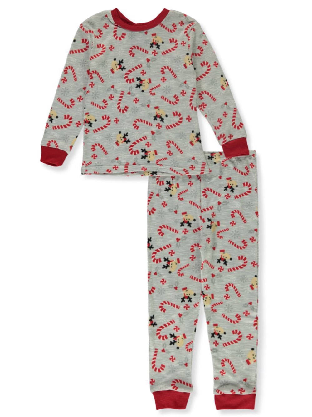 PJs & Presents Boys' 2Piece Candy Cane Christmas Pajamas gray/red