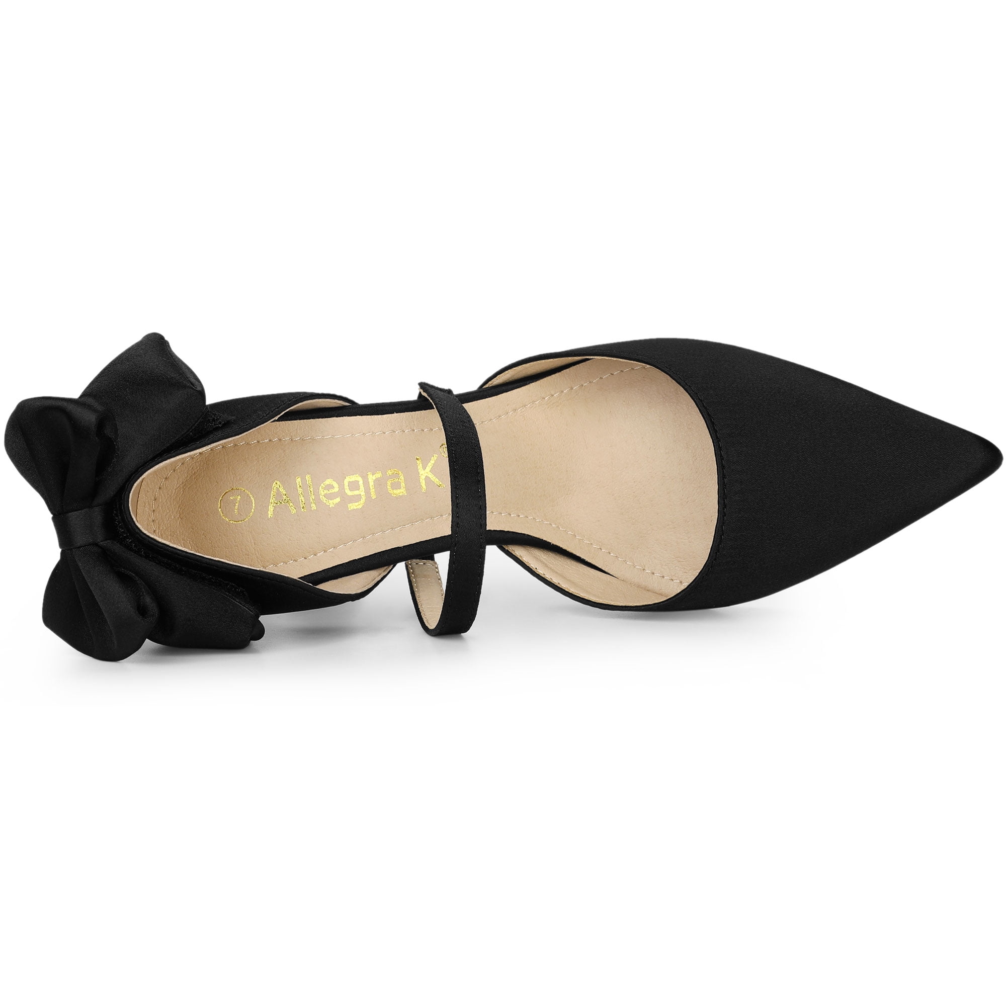 DARING DIVA Women's Pointed Toe Bow Satin Stiletto Heels Pumps Black 9
