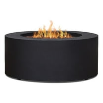 Afuera Living Round Contemporary Steel Propane Fire Table in Black