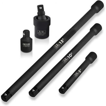 Neiko 00256A 1/2", Drive Impact Extension Bar and Adapter Socket Wrench & Set, 5 Piece