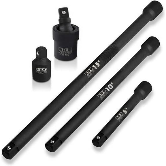 Neiko 00256A 1/2", Drive Impact Extension Bar and Adapter Socket Wrench & Set, 5 Piece