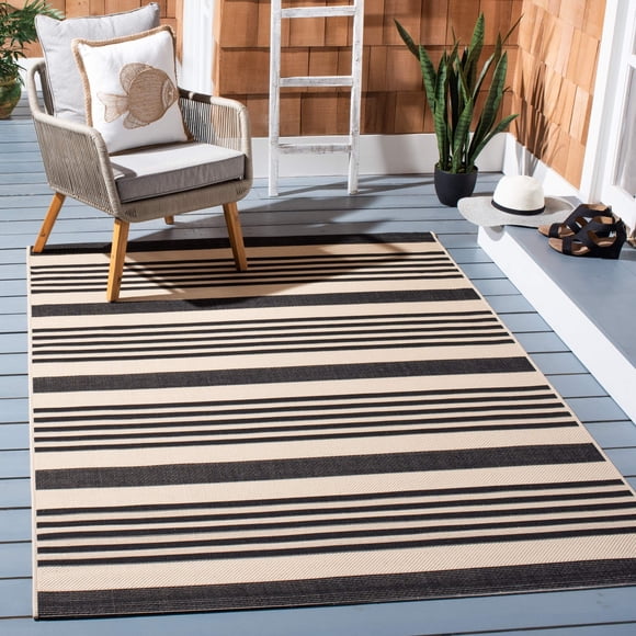 Bowery Hill Bohemian Polypropylene Black Indoor Outdoor Rug - 9' x 12'