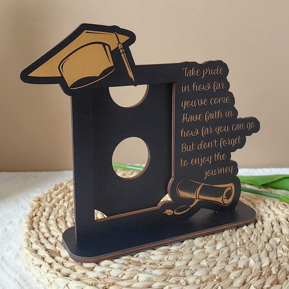 Graduation Picture Frame - Graduation Photo Frame Holder - Graduation Gifts - Graduation Party Decorations - Wooden Graduation Photo Frame Desktop Ornament, Black