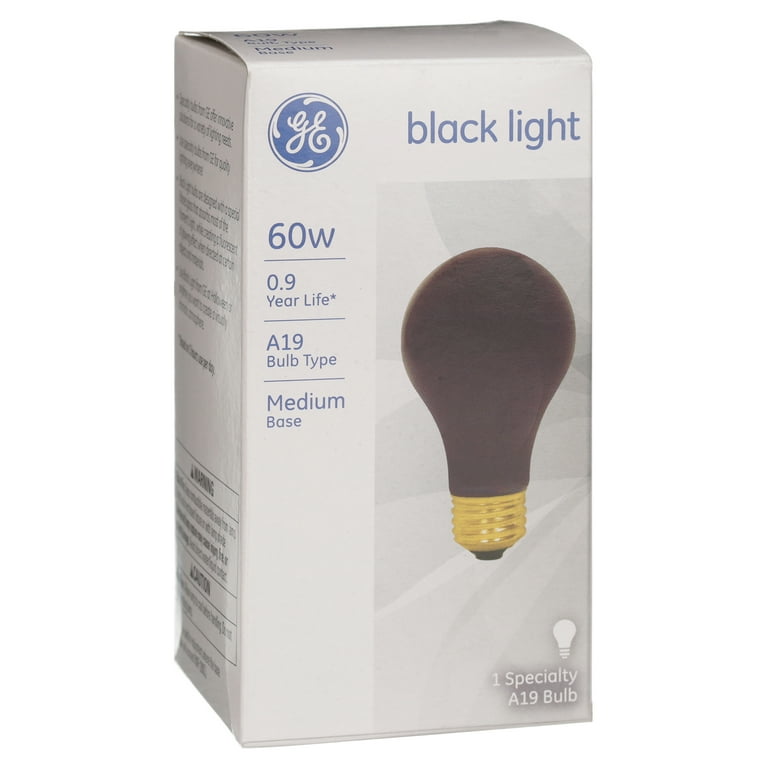 GE Lighting 60W Incandescent A19 Black Light Bulb 1pk for
