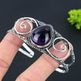thumbnail image 2 of Natural Sage Amethyst Gemstone 925 Sterling Silver Cuff Bangle Adjustable, 2 of 2