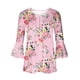thumbnail image 4 of ICHUANYI ClearanceWomen‘s Summer Sexy Fold Printed Regular Women 3/4 Sleeves V Neck Button Tops Blouse(Pink, L) ICHUANYI WER20232080505147, 4 of 5