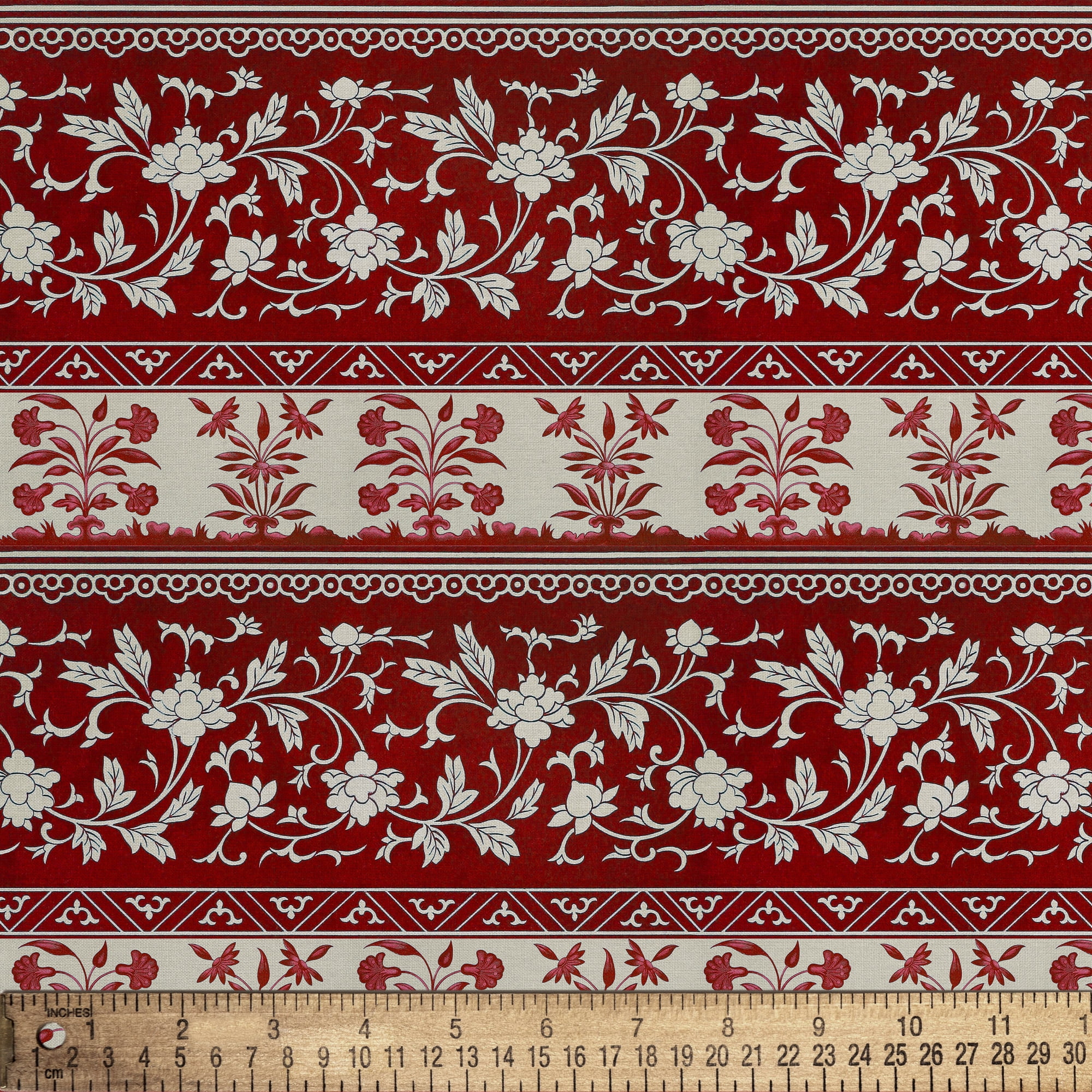 1 Yard 100% Cotton Country Lace, Red, 44" Wide for Quilting & Sewing by David Textiles
