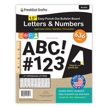FreshCut Crafts Bulletin Board Letters & Numbers, Black, 1.5in, 636 Pieces