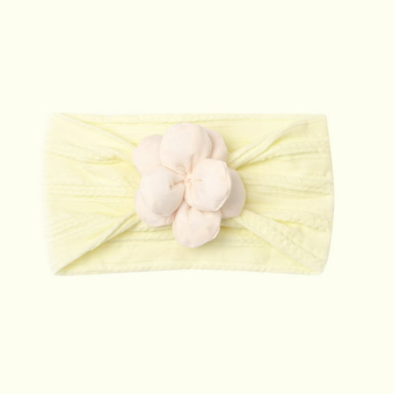 NAISIBABY Baby Boys Girls Headbands, Solid Color No Slip Sweet Flower Cute Stretch Elastic Headdress Beige Free Size
