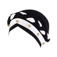 thumbnail image 1 of PMVFHDE Women Ruffle Turban Wrap Cap With Pearl Beading Solid Color Hats For Women Black, 1 of 8
