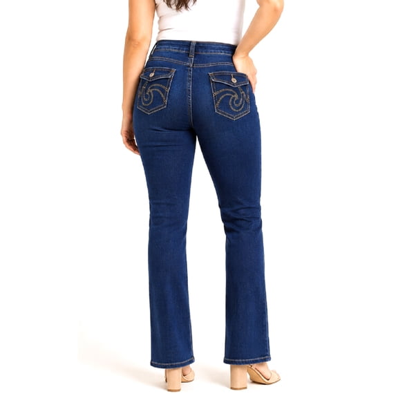 Jack David Women's Flop Pocket Straight Stretch Denim Jeans Pants NAVY