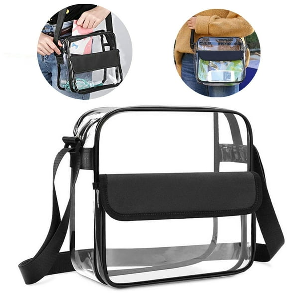 Clear Crossbody Bag Stadium Approved Clear Purse Transparent Small Shoulder Bag See Through Zip Pouch Tote Bag Handbag With Adjustable Strap