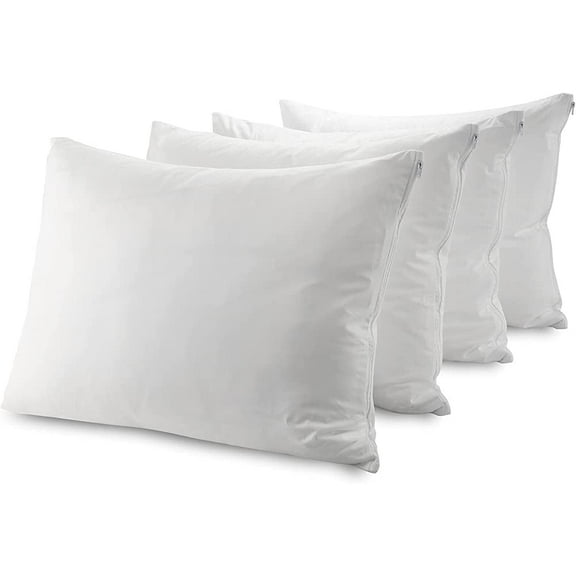 Canadian Linen Cotton Pillow Protector Zippered Encasement, Queen, 21"X30" Inches 4 Pack