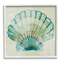 Stupell Industries Muted Blue Clam Shell Animals & Insects Painting White Framed Art Print Wall Art, 12 x 12