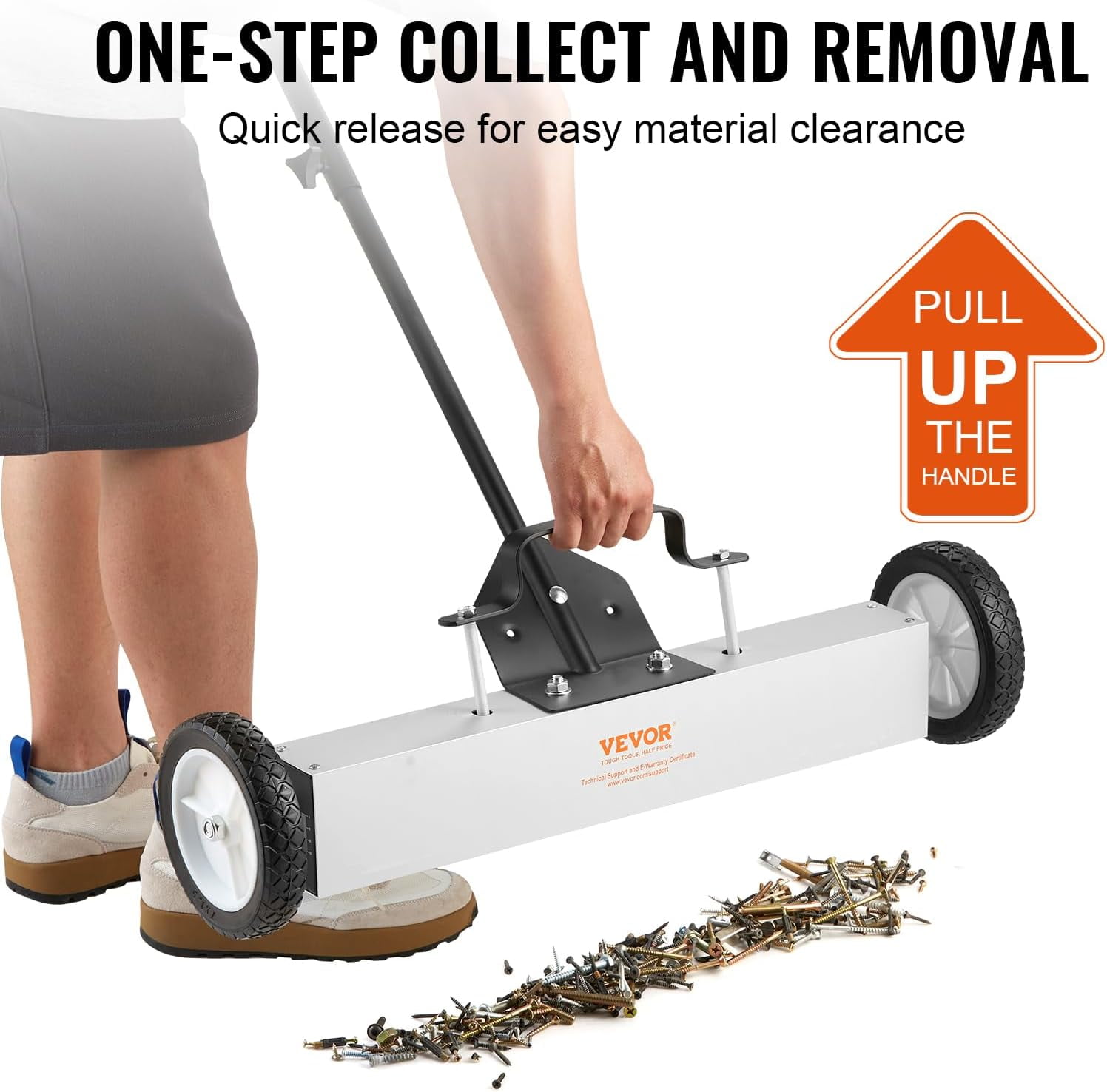 55Lbs Rolling Magnetic Sweeper with Wheels,Push-Type Magnetic Pick Up Sweeper, 36-inch Large Magnet Pickup Lawn Sweeper with Telescoping Handle, Easy Cleanup of Workshop Garage Yard