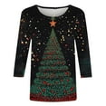 thumbnail image 4 of Womens Christmas Tees Goblet Printed Shirts 3/4 Sleeve Pullover Christmas Tree Graphic Sweatshirt Santa Claus Clothes Garland Reindeer Outfits Shining Stars Garments Casual Shirt, 4 of 5