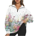thumbnail image 2 of Qiopertar Chandail en Molleton à Manches Longues Imprimé Col Rabattu Fermeture Éclair Mode Décontractée pour Femmes Blouse en Solde Livraison Gratuite jusqu'à 90 % de Réduction, 2 of 6