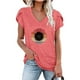 thumbnail image 2 of Blusa informal con estampado de manga corta y cuello en V de verano para mujer con estilo OAVQHLG3B Store  lin121212, 2 of 4