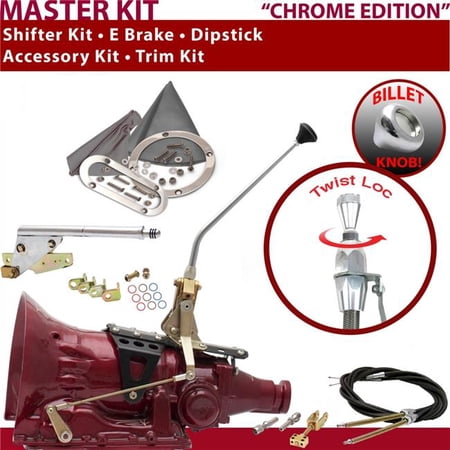 American Shifter C4 Shifter Kit Chrome 12 in. E Brake Cable Trim Kit Dipstick for F81B0