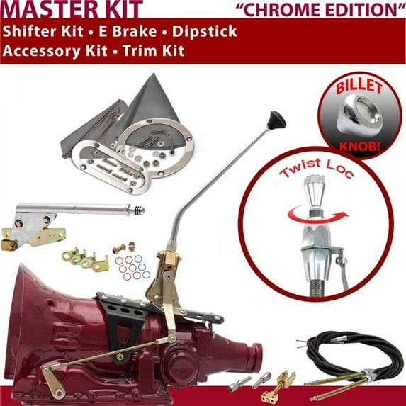 American Shifter PG Shifter Kit Chrome 12 in. E Brake Cable Trim Kit Dipstick for F1A07