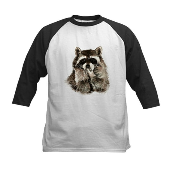 CafePress - Cute Humorous Watercolor Raccoon Blowing A Kiss Ba - Kids Cotton Baseball Jersey, 3/4 Sleeve Shirt