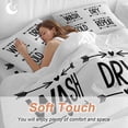 thumbnail image 3 of Laundry Twin Size Comforter Set, Wash Dry Fold Repeat Arrows Love Heart Black White Bedding for All Seasons, 4 Pcs Bed Set, 1 Quiltcover (68"x86") ,1Sheet(67"x116"), 2Pillowcases (30"x20"), 3 of 12