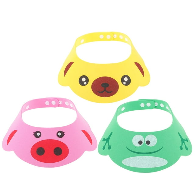 Gorro de ducha para niños de 3 uds, protecciones de ducha de champú ajustables, sombrero de escudo EVA de seguridad para niños pequeños, ducha, lavado de cabello