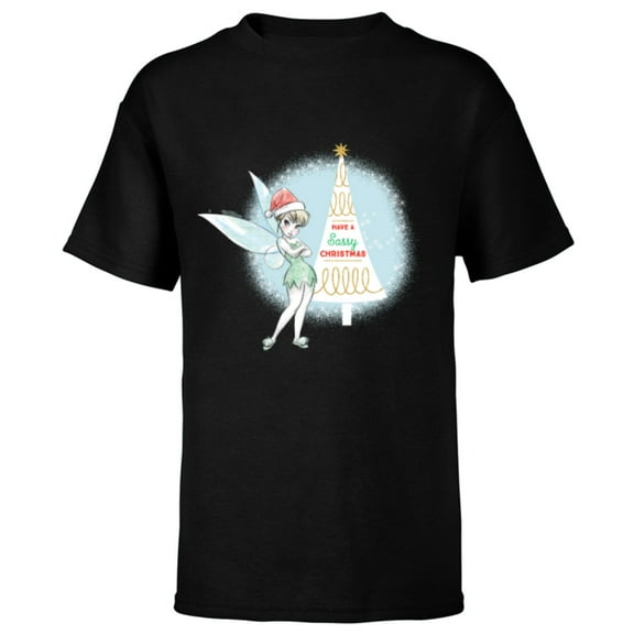 Disney Tinker Bell Sassy Christmas Holiday - Short Sleeve T-Shirt for Kids - Customized-Black