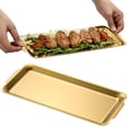 thumbnail image 2 of Serving Tray Stainless Steel, Rectangle Platter with Rounded Edges for BBQ and Dessert Presentation, 2 of 6