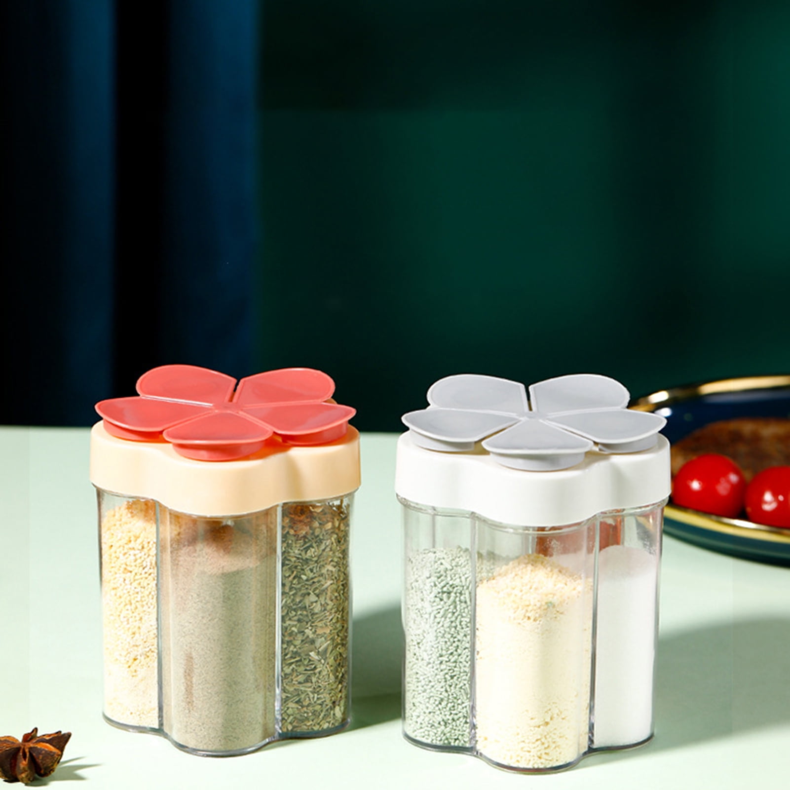 1pc 5 In 1 Travel Spice Containers, Shaker Jars, Clear Plastic Container  Jars With Labels, Concise ang practical,Airtight Cap, Pour/Sift Shaker Lid,  P