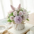 thumbnail image 4 of yingyy Artificial Flowers Ceramic Vase Nordic Style Faux Rose Fake Rope Home Decor Planter Container for Wedding Rose purple, 4 of 6