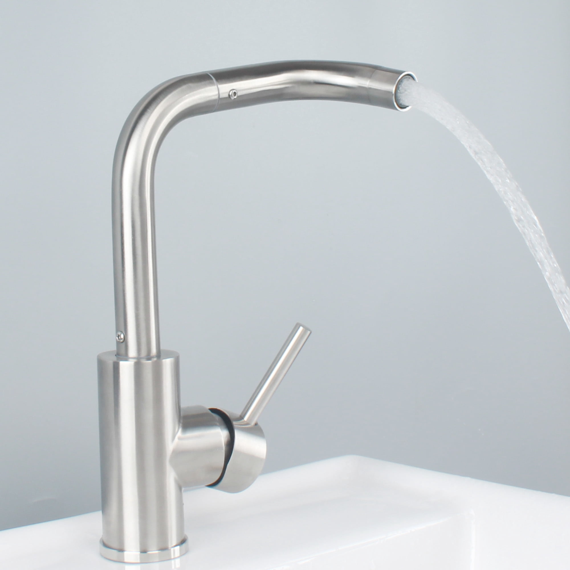 Brushed Nickel Bathroom Faucet for Sink 1 Hole Bar Faucet Single Hole Single Handle Vanity Faucet 360 Swivel Spout