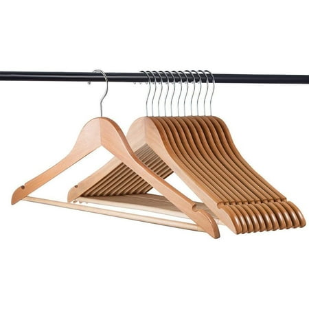 Natural Solid Wood Clothes Hangers, 30 Pack Wooden Hangers - Walmart ...