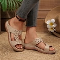thumbnail image 2 of HAJWOH Womens Orthopedic Sandals Non Slip Slip on Arch Support Summer Flat Sandals Wide Width Hiking Shoes 2026 New Beach Vacation Foam Shoes Beige 37, 2 of 4