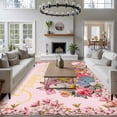 thumbnail image 3 of Light Pink Spring Easter Area Rugs 5'x7', Washable Small Throw Rugs for Laundry Room Playroom, Bunny Eggs Floral Botanical Indoor Outdoor Rug Non-Slip Low Pile Carpet Runner Reversible Floor Mats, 3 of 8