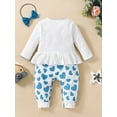 thumbnail image 2 of FAROOT Baby Girls Jumpsuit, Long Sleeve Cartoon Elephant Heart Print Romper, 2 of 8