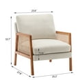 thumbnail image 2 of Accent Chair ,Upholstered Living Room Chairs Natural Rattan Armchair, Modern Slipper Club Chair Guest Reception Couch Comfy Single Sofa for Reading Bedroom, 2 of 6