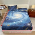 thumbnail image 4 of ZIATUBLES 3 Pcs Queen Size Cooling Polyester Sheet Set, Spiral Galaxy Print, Soft All-Season Bedding Set with 1 Fitted Sheet and 2 Pillowcases, Breathable Comfortable Sheets for Bedroom, 4 of 9