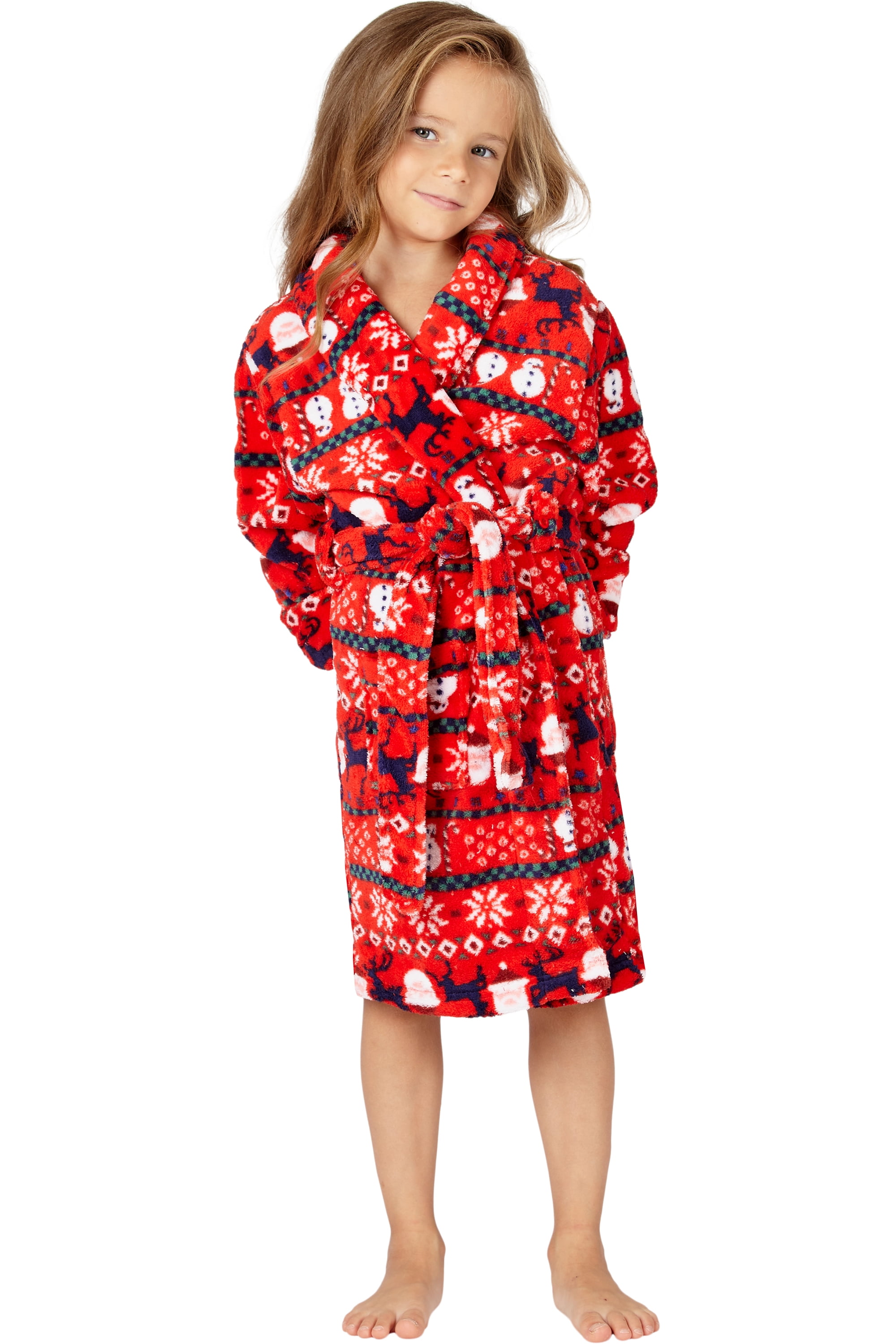 PJammy Girls Red Santa Stripe Robe