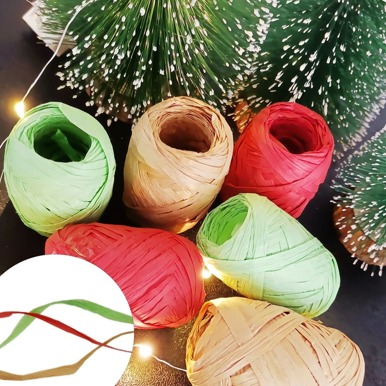 Christmas Raffia Ribbon | Holiday Raffia | 3-In-1 Beauty Pearlized Raffia  Ribbon - Celadon, Red, and White - 1/4in. x 33 Yards (pm443490001)