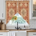 thumbnail image 4 of Orange Boho Kitchen Window Curtains, Swag Curtains Valance for Bedroom Living Room Bathroom, Geometric Antique Tribal Retro Ethnic Rod Pocket Window Treatment Curtain Block Drapes 2 Panels 36"x36", 4 of 9