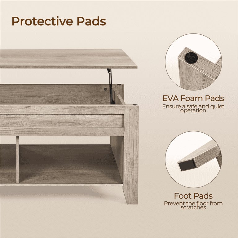 Yaheetech 39.5in Lift Top Coffee Table with Storage & Shelves photo 4