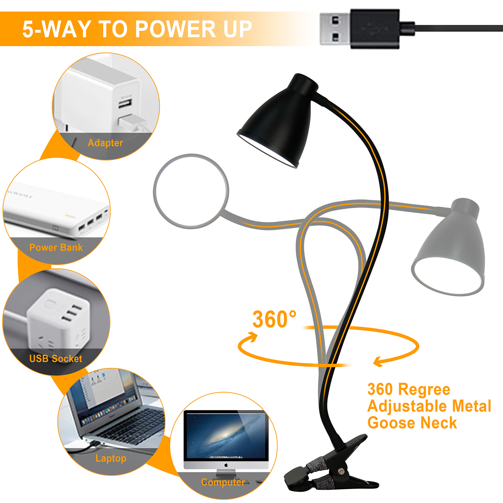 Bohon LED Desk Lamp with Flexible Gooseneck, 5 Color Modes photo 6