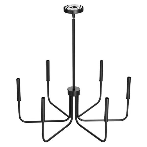 KFFKFF 6-Light Black Chandelier, Adjustable Farmhouse Ceiling Fixture for Dining, Bedroom, Foyer, Kitchen, Living Room, and Entryway
