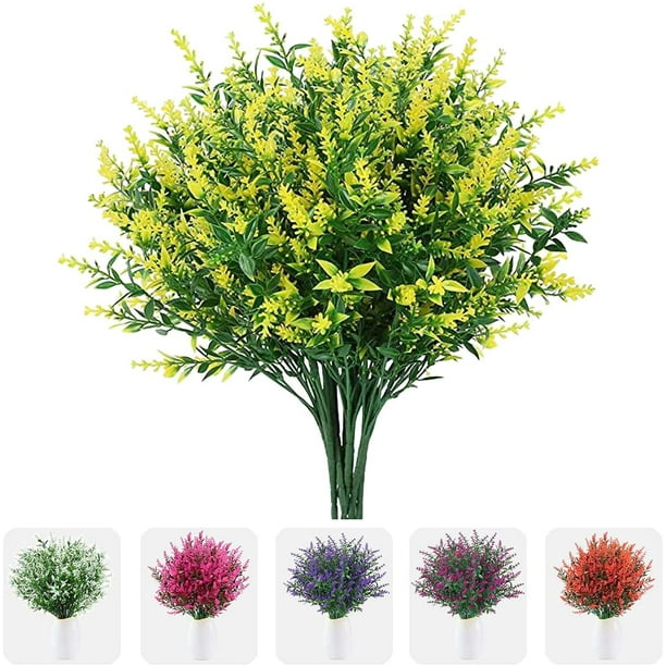 Sinhoon 8 Bundles Artificial Flowers Fake Outdoor Plants Faux UV
