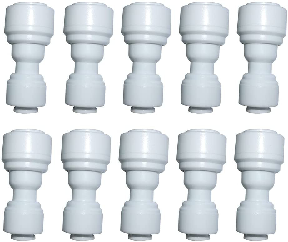10 Pcs 1/4"-1/4" Quick Connect Connector Fittings Push In RO Water Filter System 