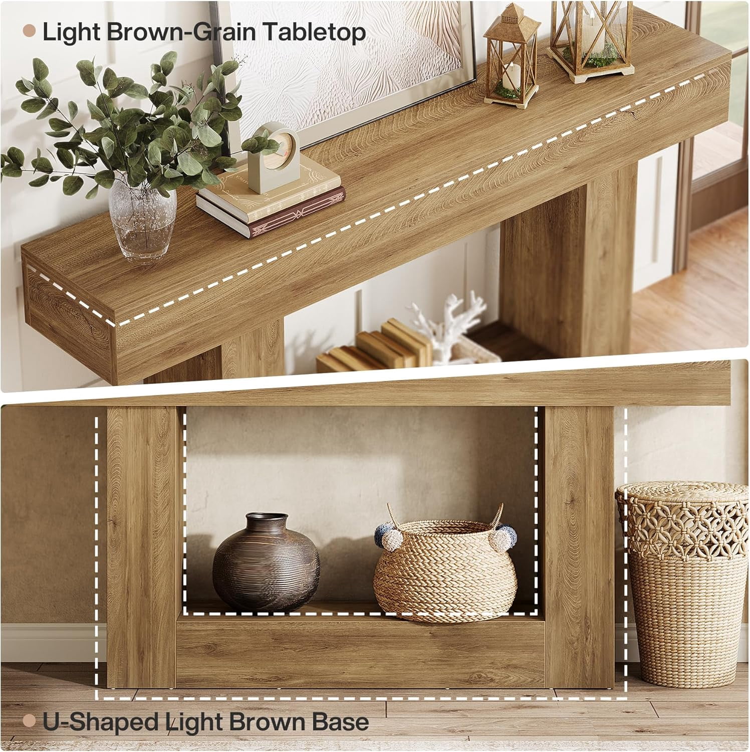 Tribesigns 63-Inch Long Console Table, 2-Tier Entryway Table Sofa Table with Storage