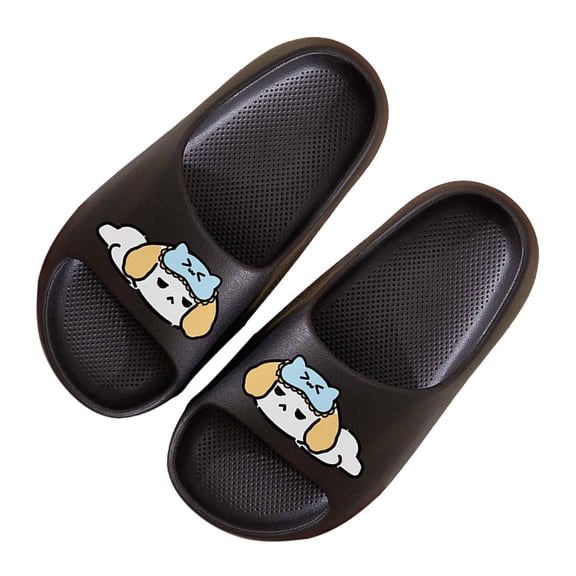 Fnooota Boys Slide Sandals, Bathroom Open Toe Non Slip Slip On Summer Shoes Black Size 1-1.5(Big Kids)(Big Kids)