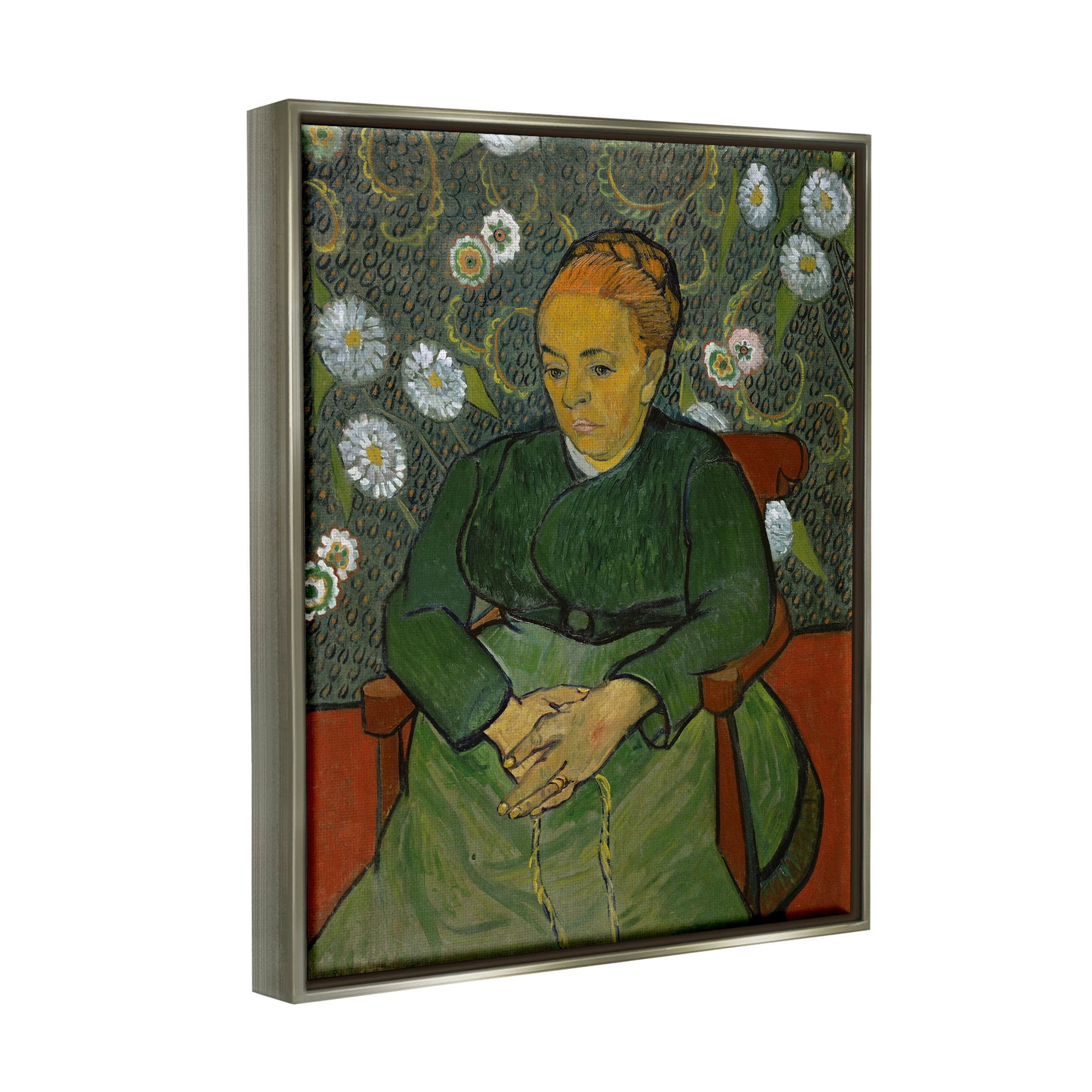 La Berceuse Portrait Madame Roulin Van Gogh Botanical & Floral Painting Luster Gray Framed Art Print Wall Art